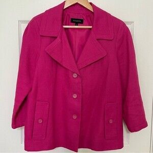 Talbots The Jackie Fit Hot Pink Linen Blazer Jacket Women’s Size 10 Wide Lapel